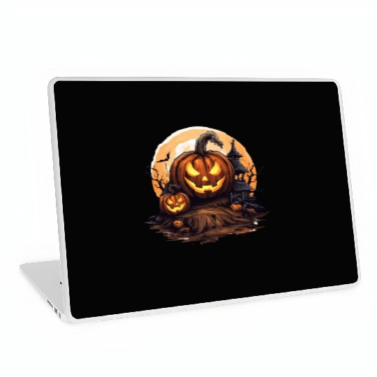Halloween Haunted House Spell Pumpkin Bat Laptop Skins
