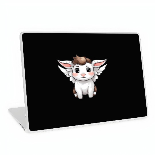 Heavenly Bond: Cow & Calf with Angel Wings Laptop Skins