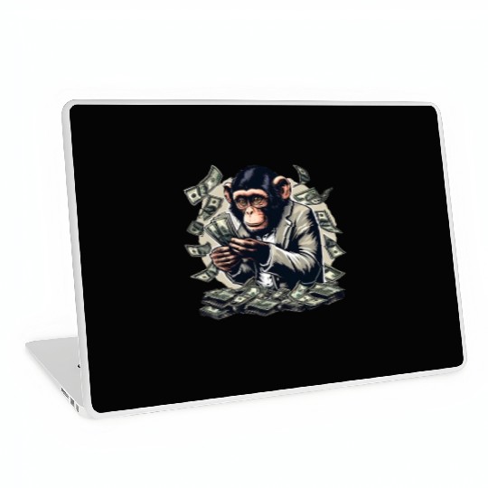 Enterprising monkey - money-counting Laptop Skins