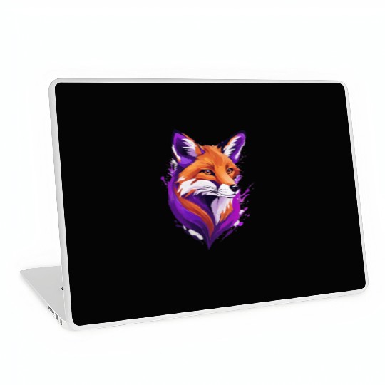 fox purple yellow Laptop Skins
