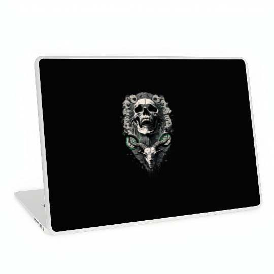 skull and goat Tattoo Laptop Skins