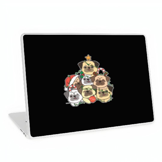 Pug Christmas Tree Funny Animal Christmas Laptop Skins