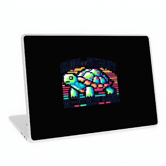 Cyber Turtle - Slow and Steady in 8-bit Color Laptop Skins