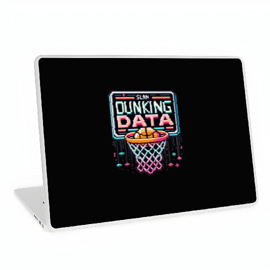 Slam Dunking Data - Retro 8-bit Basketball Hoop Laptop Skins