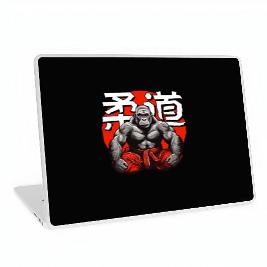 Judo Martial Arts Gorilla Japanese Text Red White Laptop Skins