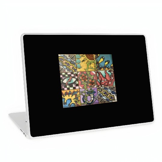 Hand painted wooden squares art by KateToxin Laptop Skins