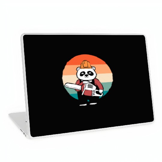 Panda Chainsaw Tree Worker Laptop Skins