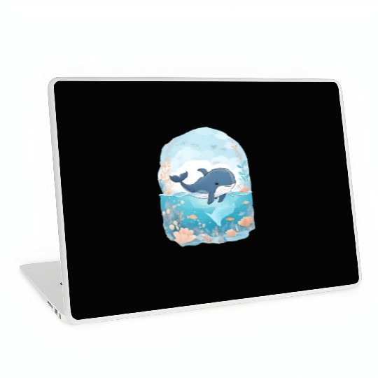 cute whale in cartoon fantasy Laptop Skins