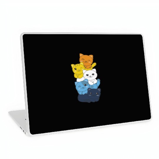 Aroace Flag Pride Lgbtq Cute Cats Bunch Laptop Skins
