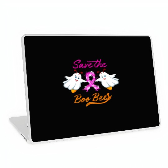 Breast Cancer Halloween Save The Boo Bees Laptop Skins