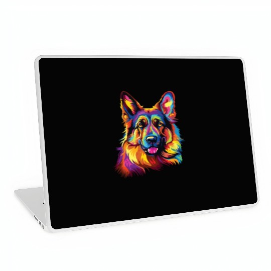 Watercolor Colorful German Shepherd Laptop Skins