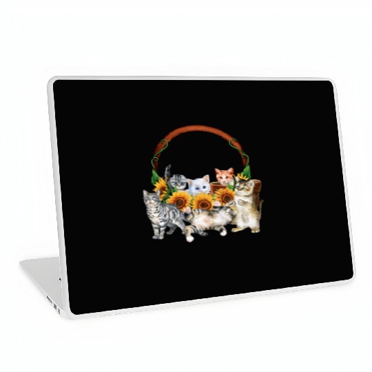 Kittens Sunflowers Gift For Cat LOver Laptop Skins