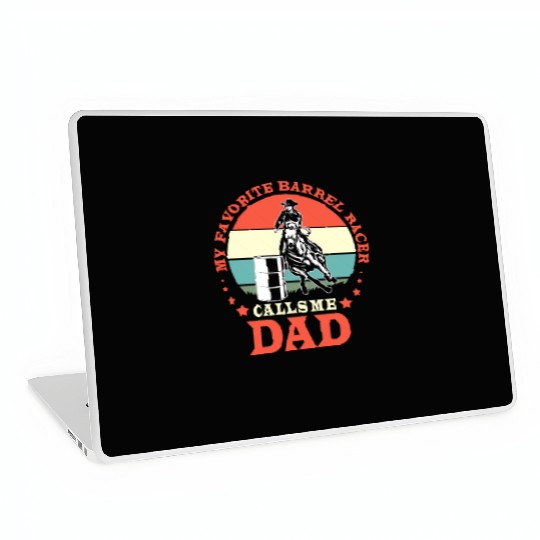 Retro Horse Riding Fathers Day Barrel Racing Dad Laptop Skins