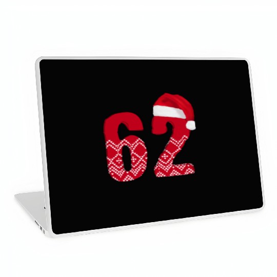62 Red and White Christmas Number Sixty Two Laptop Skins