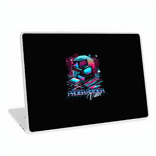 Retro Neon Programmer Vibes 90s Laptop Skins