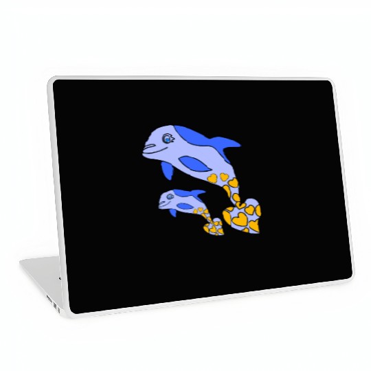The Endearing Dance of Dolphin Mom and Kid Laptop Skins