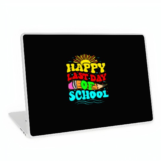 Happy Last Day Of School Teacher Students Groovy Laptop Skins