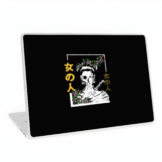 Japanese Samurai Floral Warrior Flower Woman Laptop Skins