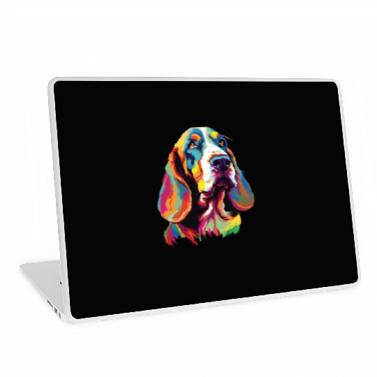 Watercolor Colorful Basset Hound Laptop Skins