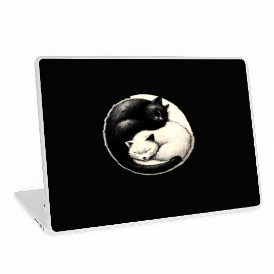 Yin and yang cats sleeping Laptop Skins