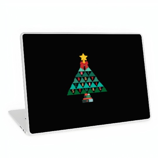 Math Merry Christmas tree white bg using triangles Laptop Skins