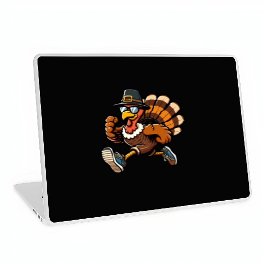 Running Turkey- Turkey Trot Running Thanksgiving Laptop Skins