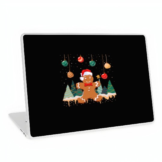 Gingerbread Man Cookie Snowy Christmas Ornaments Laptop Skins