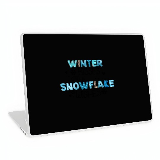 Winter kisses and snowflake wishes sublimation Laptop Skins