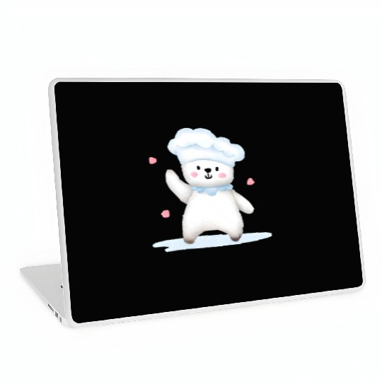 White Happy Chef Bear Laptop Skins