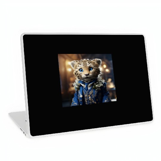Cute Cheetah Cub Blue Eyes Tuxedo Cat Laptop Skins