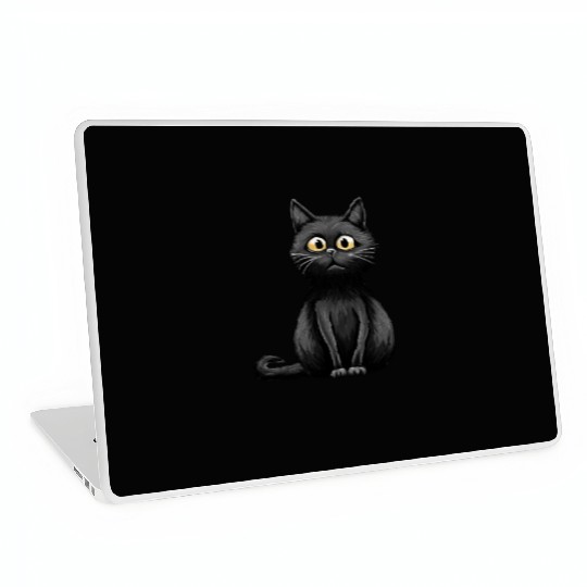 A midnight-colored cat with captivating amber eyes Laptop Skins
