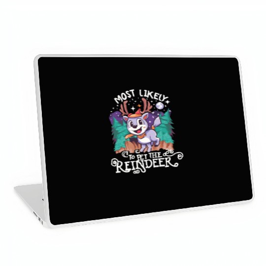 Christmas Most Likely To Pet The Reindeer Santa Laptop Skins