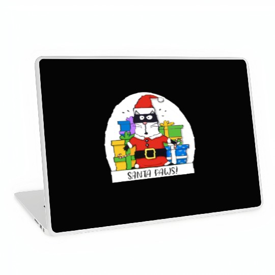 Surprised Cat Christmas Eve and Santa Paws Laptop Skins