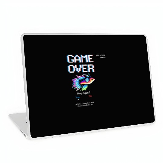 8 bit Arcade Retro Game Over Betta Fish Laptop Skins