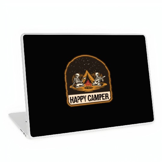 Happy Camper Skeleton Campfire Tent Laptop Skins