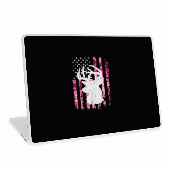 Deer Hunting Camo Pink Camouflage American Flag Laptop Skins