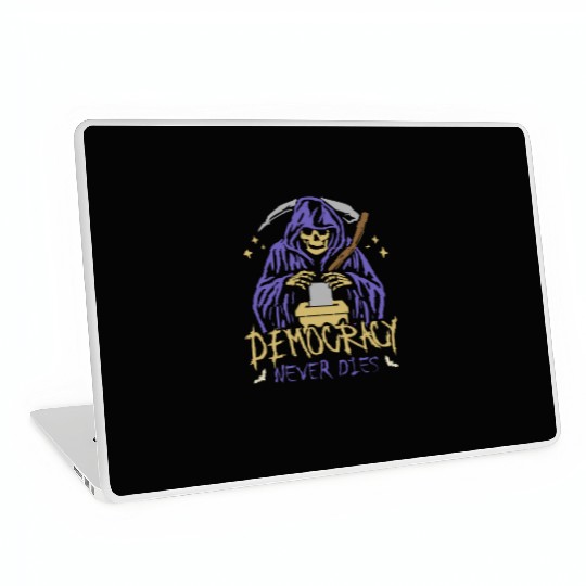 Democracy Never Dies Spooky Halloween Voting Meme Laptop Skins