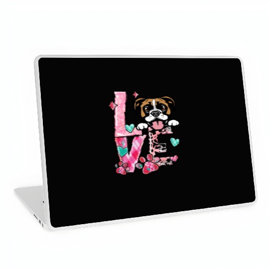 Boxer Dog I Love My Dog Valentines Day Laptop Skins