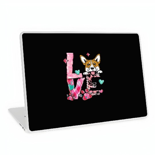 Corgi Dog I Love My Dog Valentines Day Laptop Skins
