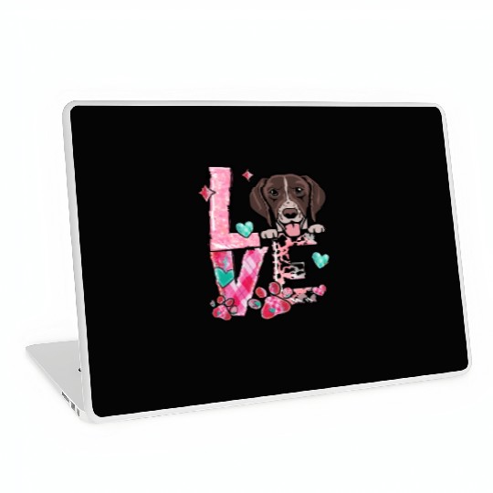 German Shorthair Dog I Love My Dog Fur Baby Valent Laptop Skins