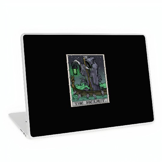 The Hermit Tarot Card Gothic Halloween Grim Reaper Laptop Skins