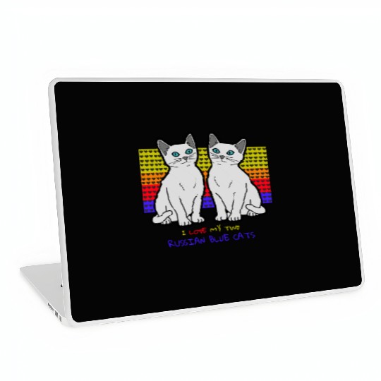 I Love My Two Russian Blue Cats Laptop Skins