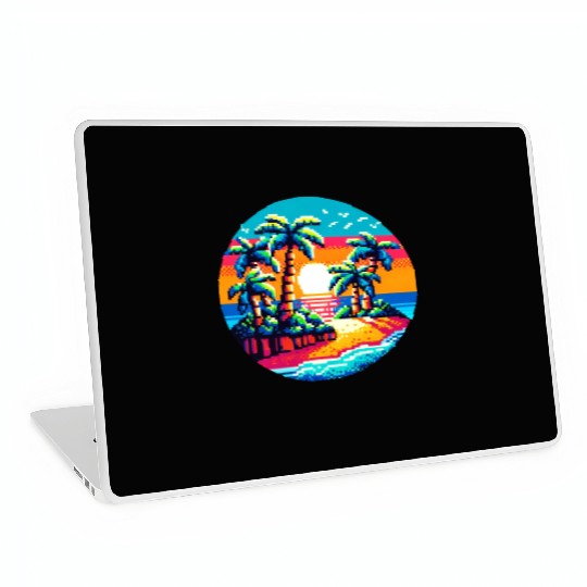 Pixel Palms: Tropical Serenity Laptop Skins