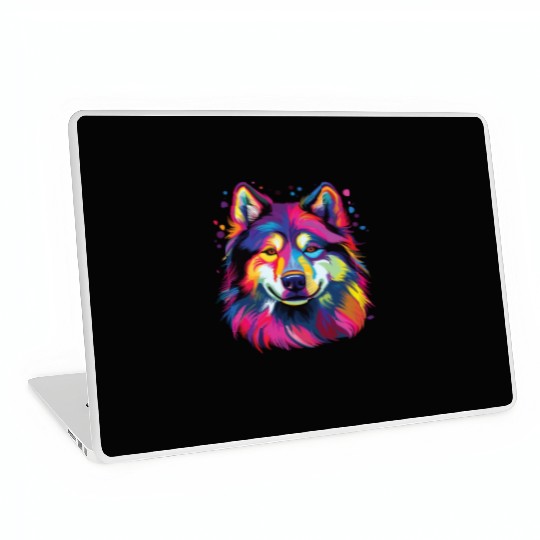 Watercolor Colorful Alaskan Malamute Laptop Skins