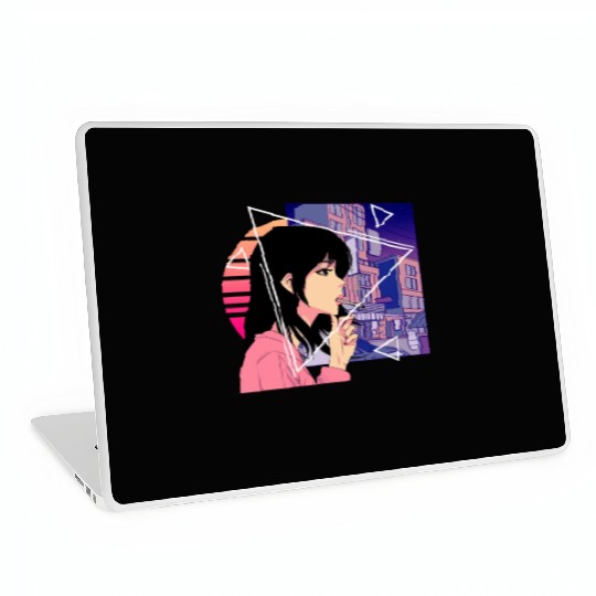 Retro 80's Japanese Lofi Vaporwave Aesthetic Sad A Laptop Skins