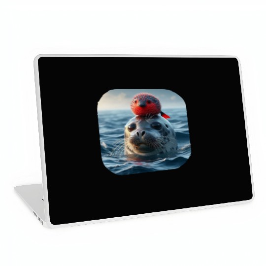 Seal and pufferfish friends from the ocean Laptop Skins