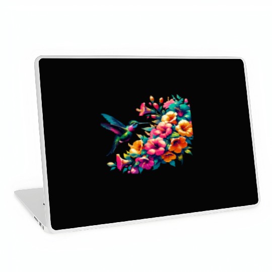 Hummingbird and Hibiscus Blossom Art Laptop Skins