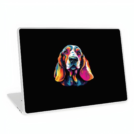 Watercolor Colorful Basset Hound Laptop Skins