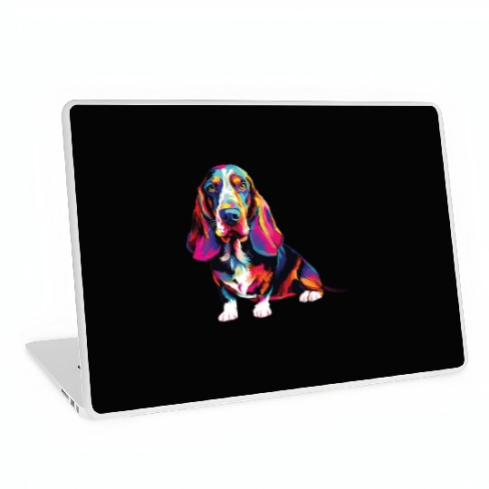Watercolor Colorful Basset Hound Laptop Skins