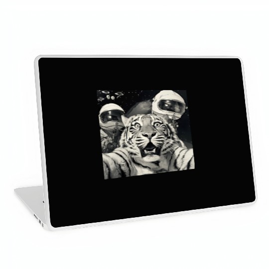 Funny Graphic Laptop Skins Tiger Selfie with Alien UFOs